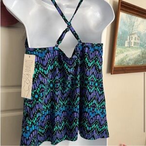 NWT Women's Tankini Top, DREAMSUIT by Miracle Brands. Black Blue Purple.